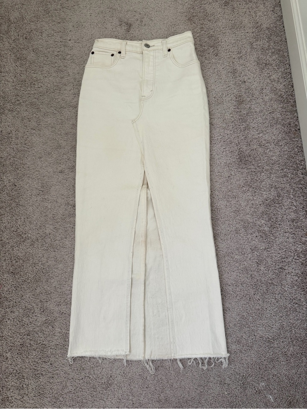 Abercrombie Cream Denim Maxi Skirt - Picture 3 of 8